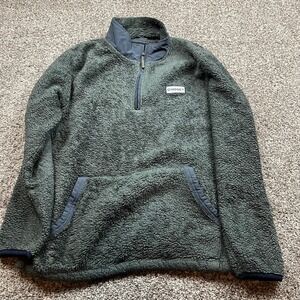 HOOEY Sherpa Fleece Quarter Zip Pullover Sweatshirt Men's Size S‎ Green